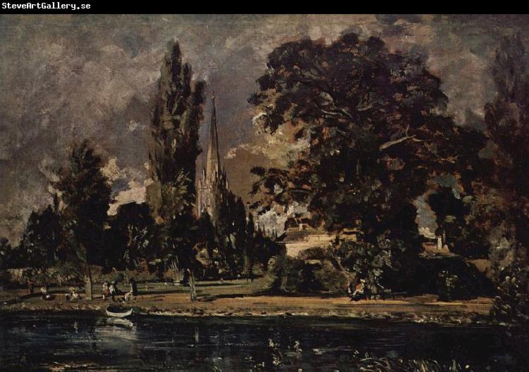 John Constable Die Kathedrale von Salisbury vom Flub aus gesehen, mit dem Haus des Archidiakonus Fischer, Skizze